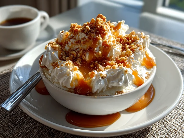 Freshly prepared Peanut Butter Yogurt Fluff Bowl